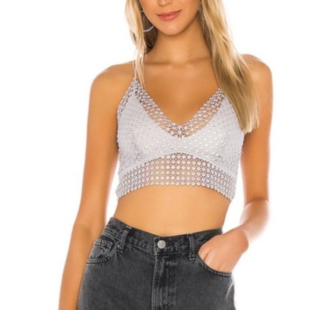 NWT Free People Constellation Soft Bra Bralette Top Silver XS, M